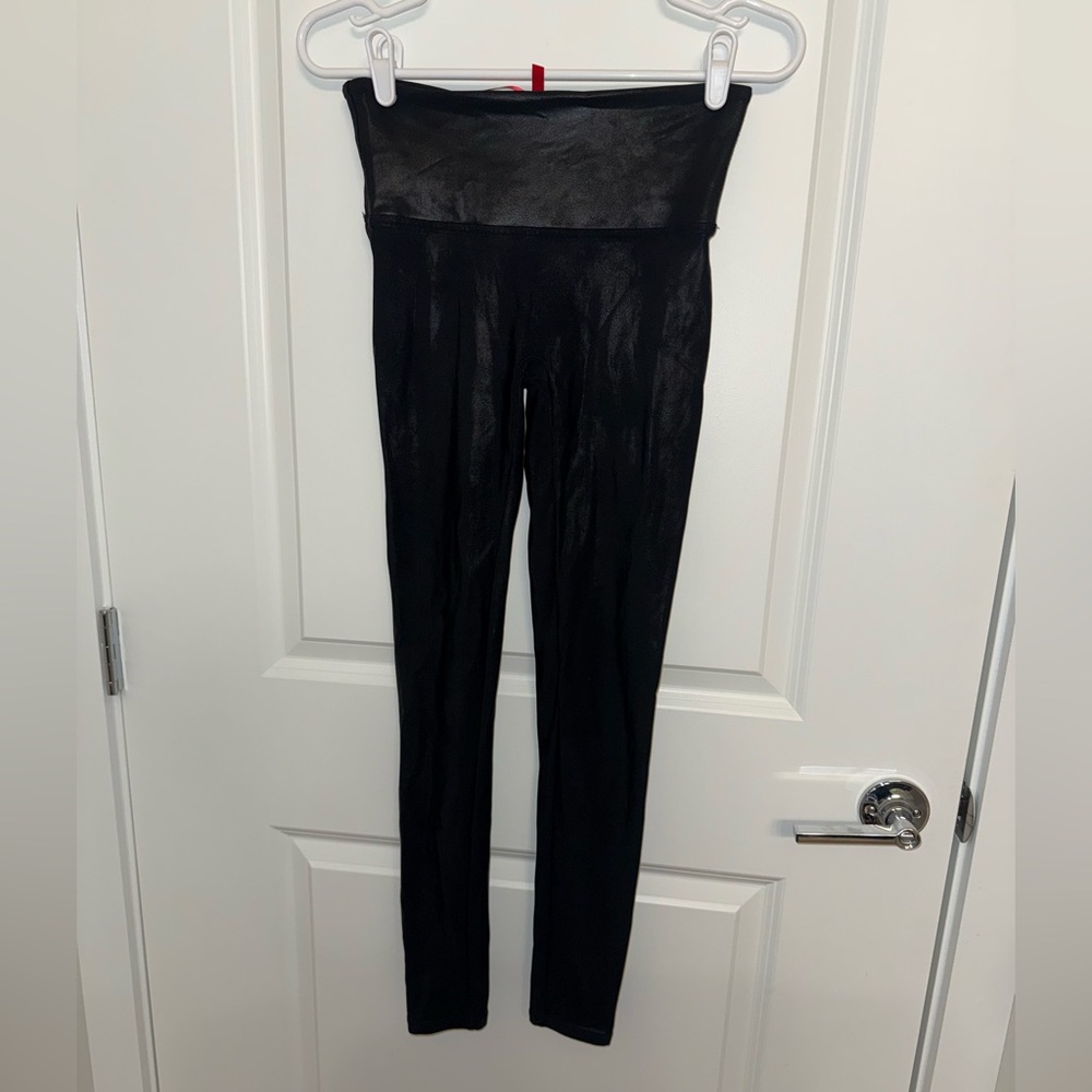 SPANX Shiny Black High-Waisted Leggings